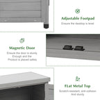 Outdoor Storage Cabinet & Potting Bench Table with Metal Top, Wooden Patio Furniture, Garden Workstation (Classic Grey, 36x31x17in)