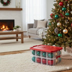 Tribello 2-Layer Christmas Ornament Storage Box Plastic - 24 Compartment Cchristmas Decoration Storage Box