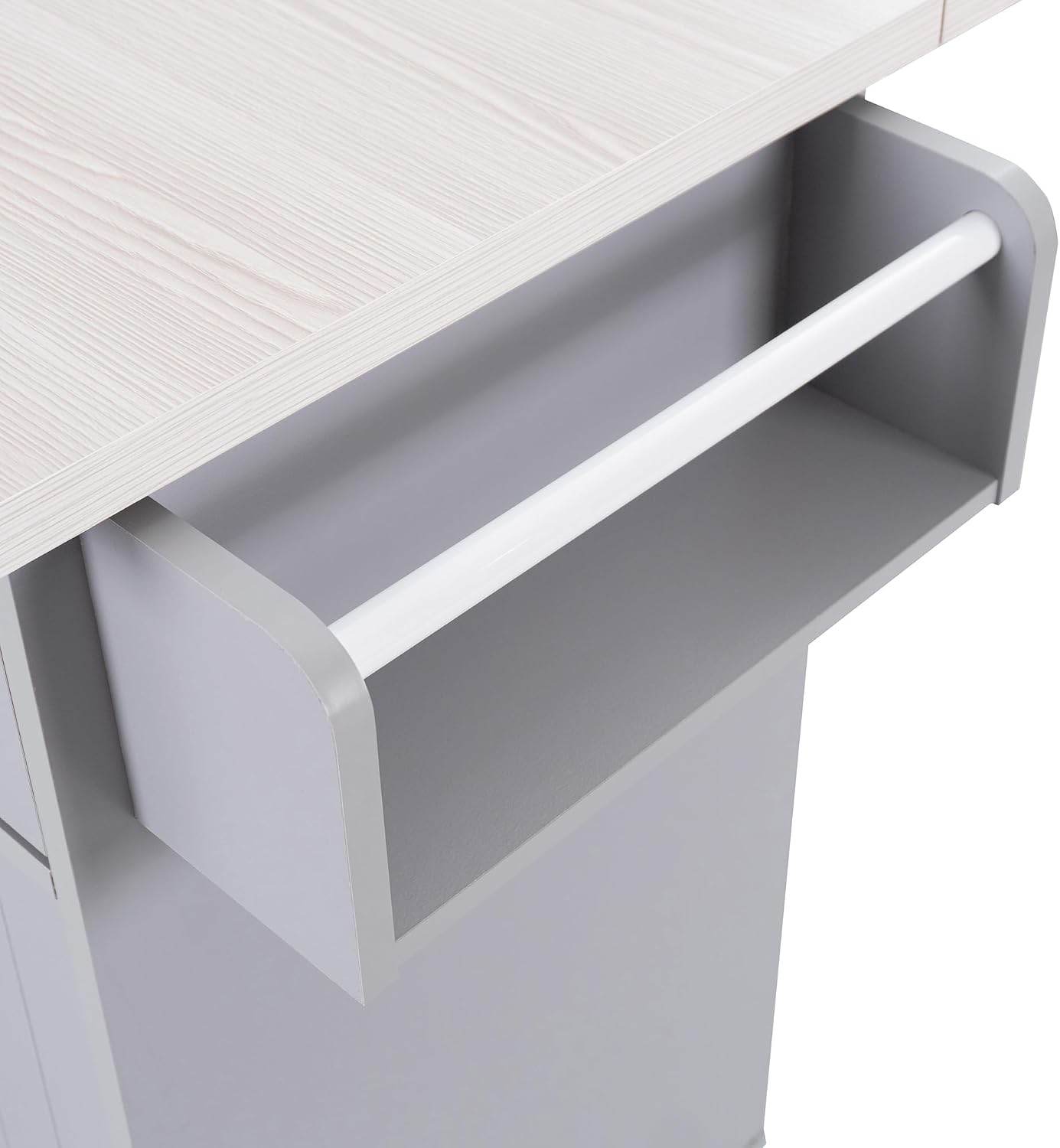 Ball & Cast Kitchen Island with Trash Can Storage Cabinet,Kitchen Cart W/Drop Leaf,Spice Rack,Towel Rack and Drawers,Rolling Kitchen Islands on Wheels W/Adjustable Shelf for Dining Room,Grey