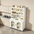 Kitchen Storage Cabinet, Modern Hutches with Countertop, Freestanding Pantry Cabinet Metal Storage Cabinet with Flip-up Doors, for Kitchen Dining Living Room (White, 80X42X194CM)