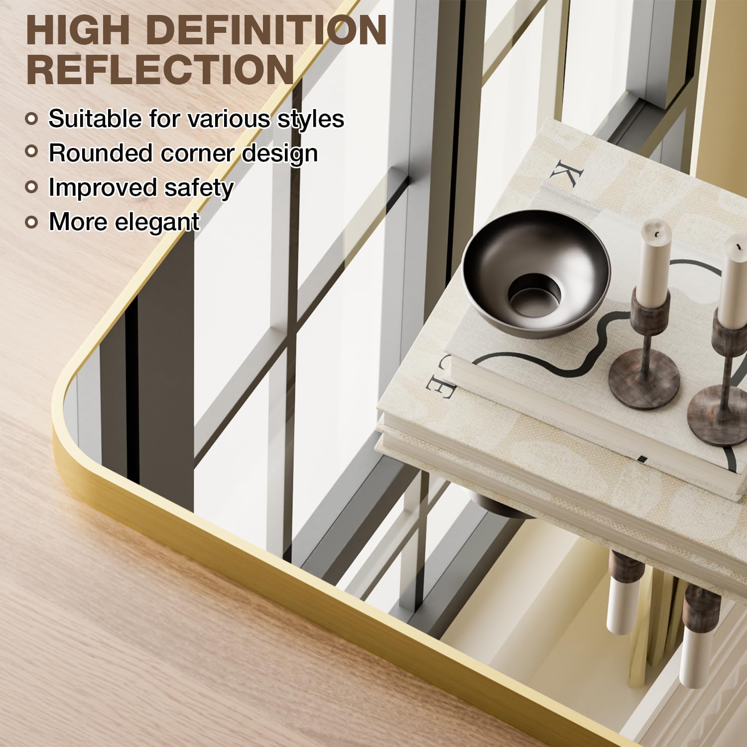 12x16 Inch Bathroom Mirrors for Over Sink, Brushed Gold Rectangle Mirror for Bathroom or Entryway, Wall Mounted Vanity Mirror with Aluminum Alloy Frame & Tempered Glass, Hangs Horizontally/Vertically