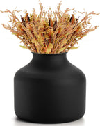 Goaste Metal Matte Flower Vase, Small Black Vases for Flower, 6.5 Inch Tall Iron Frosted Flower Arranging Vase for Table Centerpiece, Home, Shelf, Office, Garden Decor, Black