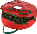 Christmas Wreath Storage Bag 30"-Tear Resistant Zippered Bag with Reinforced Handles -30 x 30 x 8 (Red)