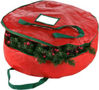 Christmas Wreath Storage Bag 30"-Tear Resistant Zippered Bag with Reinforced Handles -30 x 30 x 8 (Red)