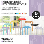 VECELO 6-Piece Stacking Stools, 17.7 Inch Standard Height, Portable Stackable Colorful Decoration Stools for School Classroom and Office Use, Purple