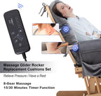 SyyBhb Massage Glider Rocker Replacement Cushions with Storage Pocket, 5PCS, Soft Velvet Thickened, Washable Non Slip, Universal for Use in Glider Rocking Chair, Dark Grey