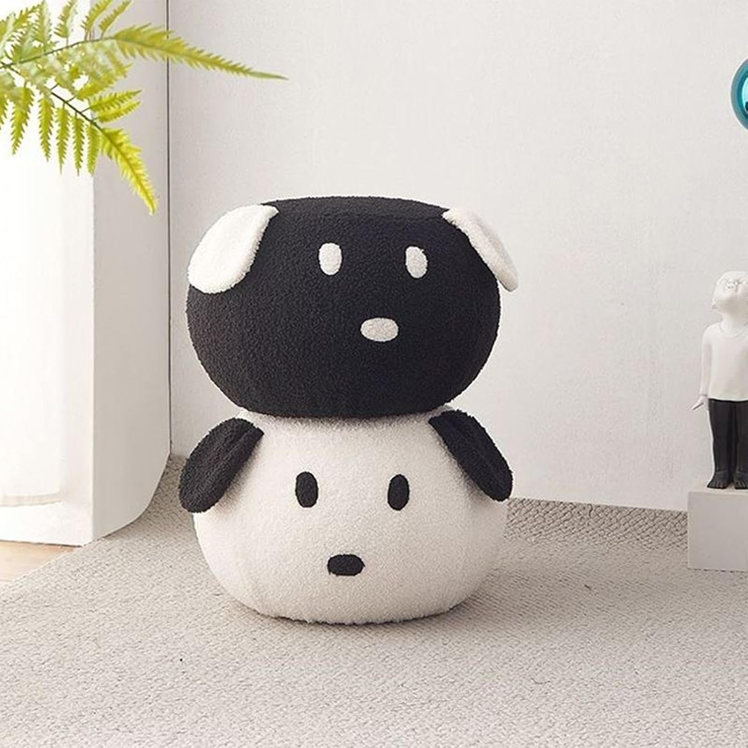 Animal Footstool Upholstered Ottoman Padded Cushion Footrest Ottoman Footstools Step Stool Suitable for Kids Bedroom Gift, Black Dog