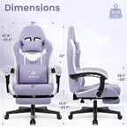 N-GEN GAMING Gaming Chair Video Game Computer Office Desk Use Ergonomic Reclining Backrest Adjustable Armrests Lumbar Support Footrest High Density Foam Breathable Fabric Heavy Duty Base (Purple)