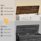47.2" Wooden Storage Bench, Flip Top Trunk with 2 Safety Hinges, 300lbs Capacity, Multifunctional Entryway Bench for Hallway Bedroom Living Room, Blanket Organizer, White Walnut