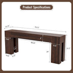 Epecoya Extra Long Sofa Console Table for Entryway Living Room, 79-Inch Farmhouse Wood Behind Couch Table, Rectangular Accent Console with Wooden Double Base for Hallway Foyer Entrance, Walnut Brown