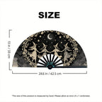 Large Folding Hand Fan, Black, Dancing Witches Design, Moon and Stars Theme, Halloween Costume Accessory