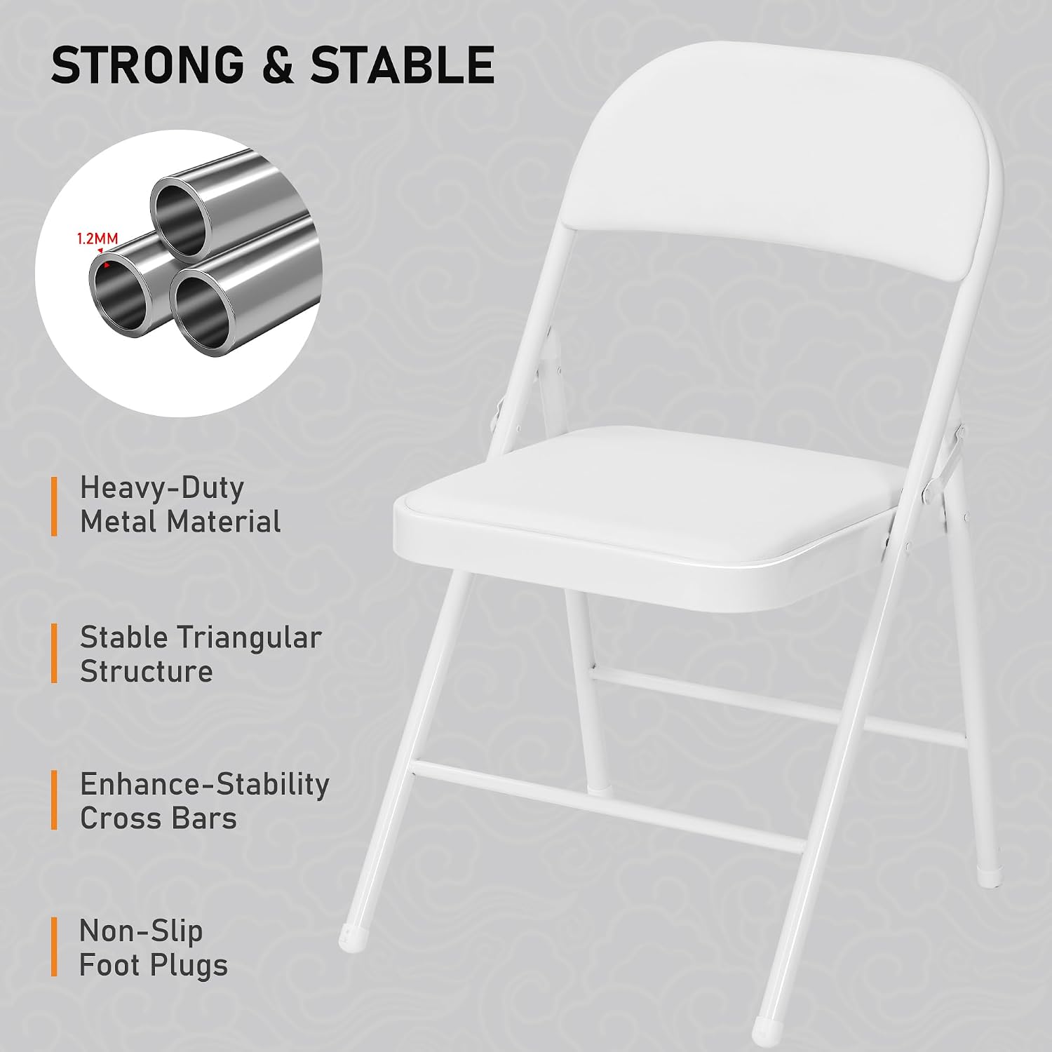 SEALAMB 16 Pack Folding Chairs with Cushion Seat, Heavy Duty Metal Frame Portable Stackable Chairs for Wedding Party Office School Church Events, Indoor Outdoor Use, 350 lb Capacity,White