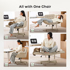 amseatec Criss Cross Office Chair, PU Leather Vanity Chair with 5-Level Adjustable Armrests & Swivel, Ergonomic Criss Cross Chair for Home Office Bedroom Makeup（Cream）
