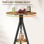 YATINEY Bar Table, 2-Tier Round Pub Table, Counter Height Cocktail Table for Small Spaces, Dining Room, Cafe, Pub, Rustic Brown and Black BT12BR