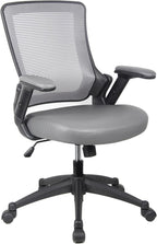 Techni Mobili Height Adjustable Arms Mid-Back Mesh Task Office Chair, 25" W x 25" D x 34" H, Gray