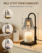 Candle Warmer Lamp with Timer, Dimmable Wax Melt Lamp for Jar Candles, Lightweight Polycarbonate (PC) Shade Lamps Adjustable Height, Modern Electric Warmer Home Decor, Gifts for Mom Fathers 2 Bulbs