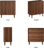 Fluted Sideboard Cabinet, Modern Buffet Cabinet, Small Storage Cabinet with Adjustable Shelves & Wood Legs, Accent Credenza Sideboard for Kitchen, Coffee Bar, Living Room, Entryway, Hallway