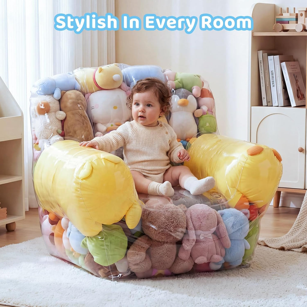 NTYNTY Clear Stuffed Animal Storage Bean Bag Chair Cover for Kids,Extra Large Beanbag Chair Cover with Zipper,PVC Bean Bag Chair Plush Toys Storage & Organizing
