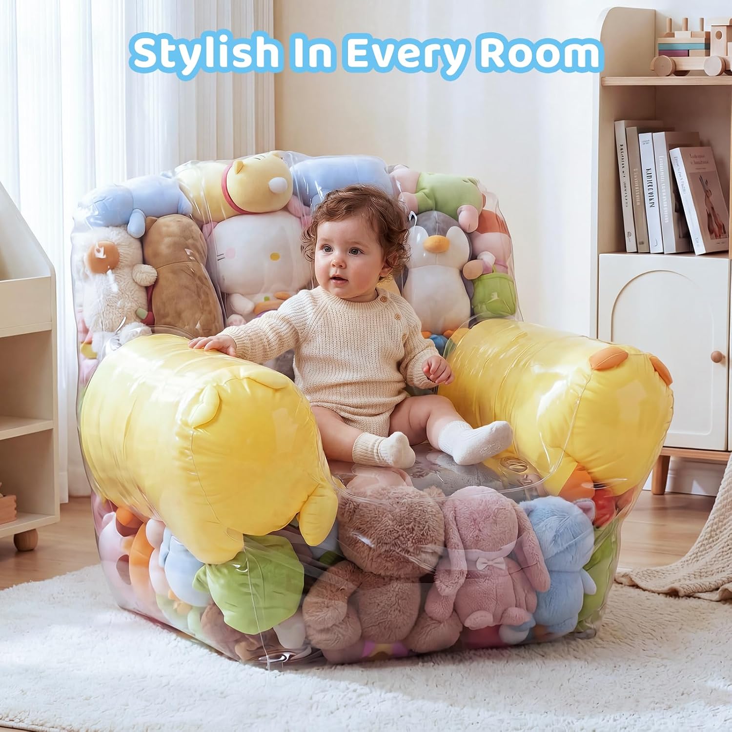 NTYNTY Clear Stuffed Animal Storage Bean Bag Chair Cover for Kids,Extra Large Beanbag Chair Cover with Zipper,PVC Bean Bag Chair Plush Toys Storage & Organizing