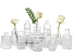 TBWIND Glass Bud Vases Set of 12, Small Vases for Centerpieces, Vintage Mini Vases for Wedding Decor, Clear Glass Bud Vase in Bulk, Office and Home Table Flower Décor