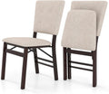 Giantex Folding Dining Chairs Set of 2, Armless Kitchen Chair w/Padded Seat & Tilt Backrest, Rubber Wood Legs, Upholstered Accent Side Chairs for Dining Room, Living Room, Restaurant