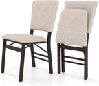 Giantex Folding Dining Chairs Set of 2, Armless Kitchen Chair w/Padded Seat & Tilt Backrest, Rubber Wood Legs, Upholstered Accent Side Chairs for Dining Room, Living Room, Restaurant