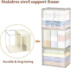 Clothes Storage Bins with Metal Frame, 4-Pack foldable storage bins with Lid, Closet Organizer for Sweaters, Blankets, and Winter Clothes,40L