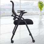 10 Pack Stackable & Foldable Conference Room Chairs with Lumbar Support, Armrest - Ergonomic Mesh Bouncing Back for Office Meeting, Conference, Reception and Training Room Chair