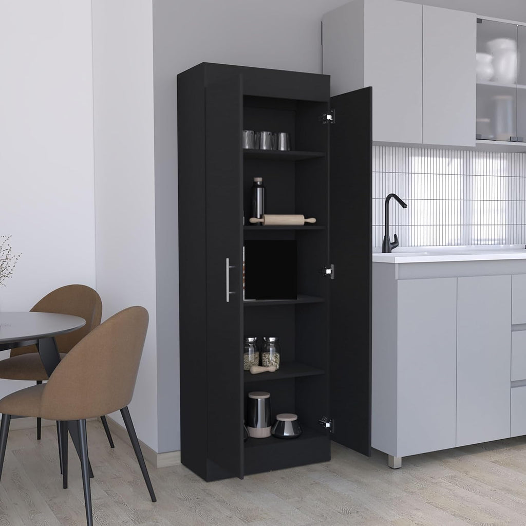 Pantry Cabinet, Space-Efficient 2-Door Design with Multiple Shelves,for Kitchen Home