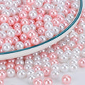 SUREAM 8mm Faux Fake Pearls for Crafting, 2600PCS Vase Filler Beads, Loose Beads No Hole for Vase Fillers, Table Scatter, Wedding, Birthday Party Home Decoration(White&Pink Color)