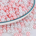 SUREAM 8mm Faux Fake Pearls for Crafting, 2600PCS Vase Filler Beads, Loose Beads No Hole for Vase Fillers, Table Scatter, Wedding, Birthday Party Home Decoration(White&Pink Color)