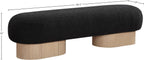 Meridian Furniture 22001Black Robertson Collection Art Deco Bench with Luxurious Black Boucle Fabric and Rich Natural Oak Finish, 60.5" W x 18" D x 16" H, Black