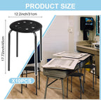 Tuanse 10 Pcs Stacking Stools Set with Metal Frame 17.72'' Portable Stackable Plastic Backless Stool with Round Top for Adult Office Home Kitchen(Black)
