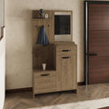 Farmhouse Tall Mirrored Cabinet with Hangers, Console Table for Entryway Living Room,for Kitchen Home