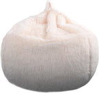 Fluffy Stuffed Animal Storage Bean Bag Chair Cover (No Filler), Faux Fur Comfy Bean Bag Cover for Organizing Plush Toys or Textile, for Adults Teens Kids Girls, Beige