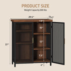 Buffet Cabinet, Metal Mesh Storage Sideboard with Adjustable Shelves, Coffee Bar Cabinet for Dining Room, Kitchen, Living Room, Entryway,Vintage Brown
