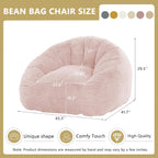 Bean Bag Chair for Adults, Soft Faux Fur Giant Beanbag Chairs, Oversized Cozy Bean Bag Couch Large Reading Chair, Comfy Bean Bag Sofa for Living Room, Bedroom & Dorm, Dusty Pink