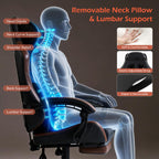 Ergonomic Gaming Chair for Adults with Footrest - PU Leather Computer Gamer Chair with Memory Foam Headrest & Lumbar Pillow, Reclining Silla Gamer Video Game Chair for Home Office, Black & Brown