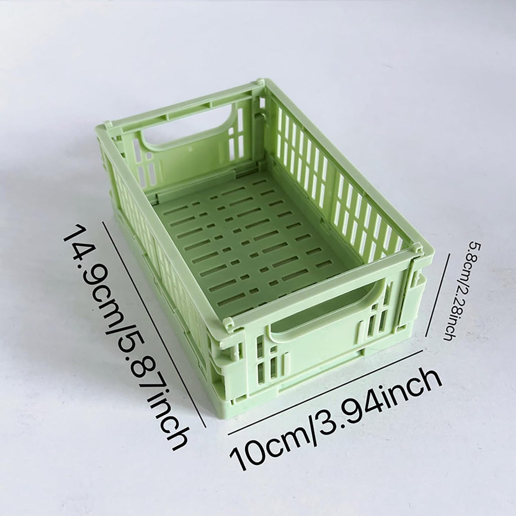 Mini Foldable Plastic Baskets for Organizing and Storage for Home Kitchen Bedroom Bathroom Office Green DJA280-03