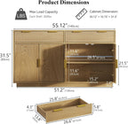 Fluted Sideboard Buffet Cabinet with Storage & 2 Drawers, Modern Buffet Table with Arched Design Doors & Adjustable Shelves, Wooden Accent Cabinet Coffee Bar fo Kitchen, Living Room (1Pc, Natural)