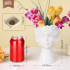 ComSaf White Ceramic Face Vase for Decor,Modern Style Female Form Flower Vase,Unique Flower Vase for Home Living Room Office Decor - Face Type B