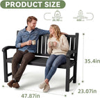 Outdoor Bench, 2-Person Outdoor Benches Weatherproof with 600 lbs Weight Capacity, Low Maintenance, Garden Bench for Patio, Park, Porch, Backyard, Balcony and School (Black)