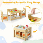Costzon Kids Table and Chairs, Multifunctional Wooden Toddler Activity Desk Set w/Reversible Tabletop, Storage Drawers and Bookshelves for Drawing, Reading, Crafts, Toddler Table and Chair Set