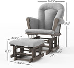 Child Craft Cozy Glider Rocker and Ottoman Set, Smooth Quiet Gliding Motion, Padded Cushion with Convenient Storage Pockets, Solid Wood Base & Frame (Dapper Gray with Light Gray Cushion)
