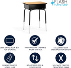 Flash Furniture Billie Open Front Student Desk for Classrooms or Remote Learning, Height Adjustable School Desk with Metal Book Box, Natural/Black