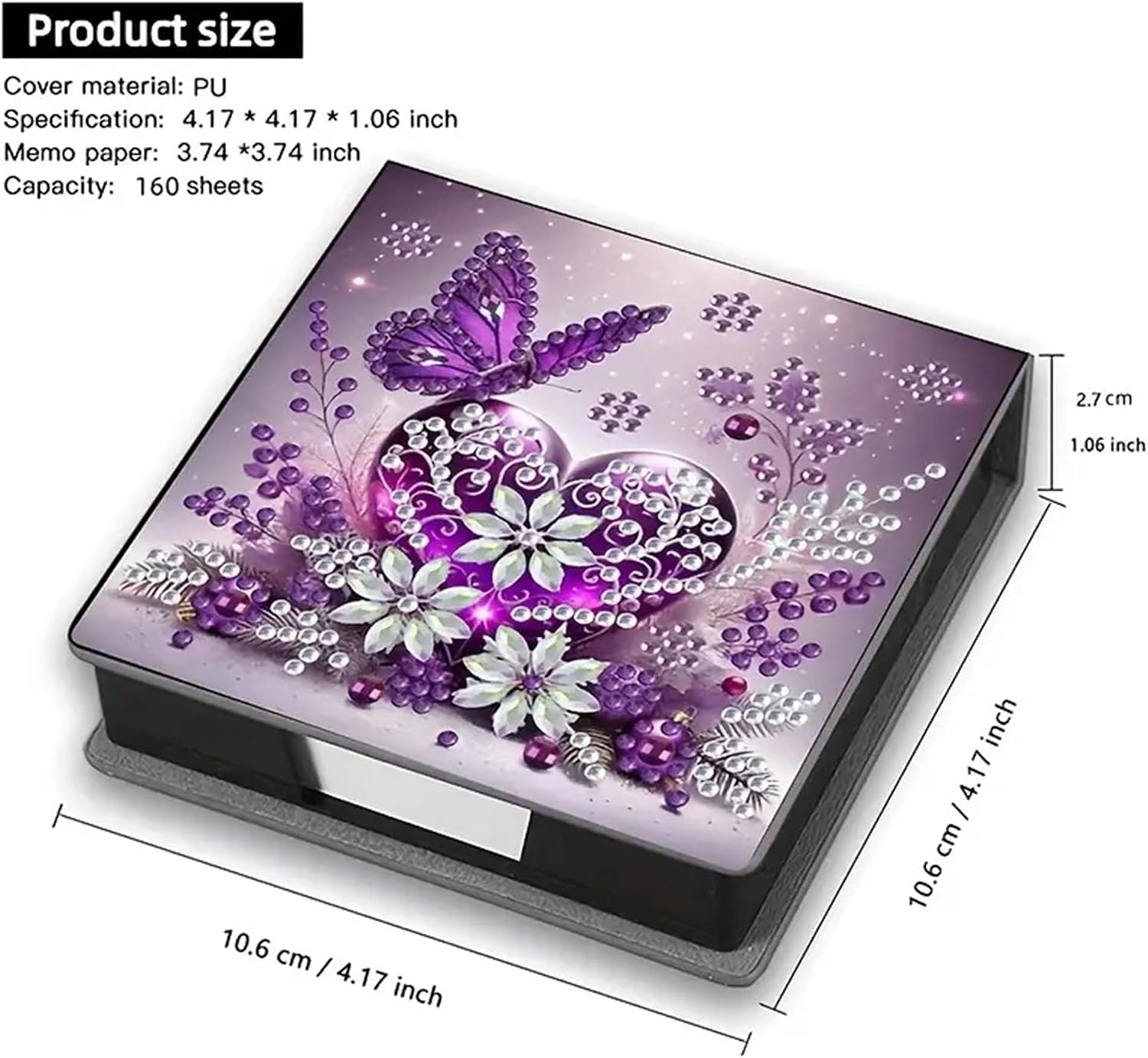 Butterfly Diamond Painting Kit Note Box,Memo Paper Storage Box Diamond Art,Sticky Note Holder Diamond Art,Diamond Painting Memo Pad For Office Desk. (butterfly2)