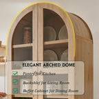 IFGET 71" Tall Arched Kitchen Pantry, Modern Farmhouse Wood Kitchens Storage Cabinets with 2 Large Drawers and Adjustable Shelves, Versatile Cupboard for Kitchen, Dining Room, Bathroom, Natrual