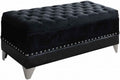 Coaster Home Furnishings - Barzini - Velvet Storage Bench with Button Tufting, Nailhead Trim and Chrome Steel Legs - Bedroom - 44-Inch - Black - 300644