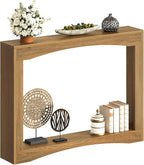 YATINEY Narrow Console Table, 5.9'' Thin Entryway Table, Behind Couch Table for Small Spaces, Small Farmhouse Hallway Table, for Living Room, Hallway, Foyer, Light Walnut CT19VV
