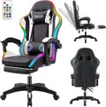 RGB LED Gaming Chair with Speakers & Footrest - Ergonomic High Back Racing Style Video Game Chair, Reclining Computer Desk Chair with Massage Lumbar Support & Headrest, 350lbs Heavy Duty